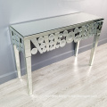 clear mirror round spot console table